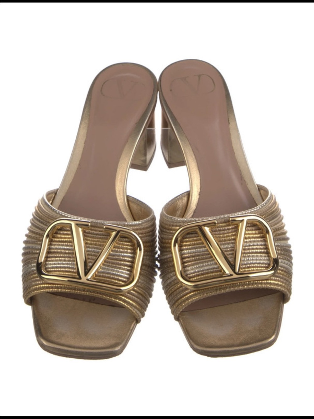 Valentino Garavani Metallic Gold Logo Mules